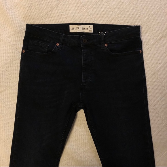 Topman Washed Black Raw Hem Skinny Jeans - Picture 2 of 5